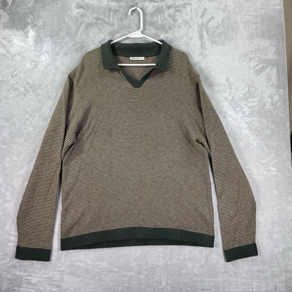 Marine Layer Sweater Polo Shirt Mens XL Liam Long Sleeve Pullover Knit Cozy